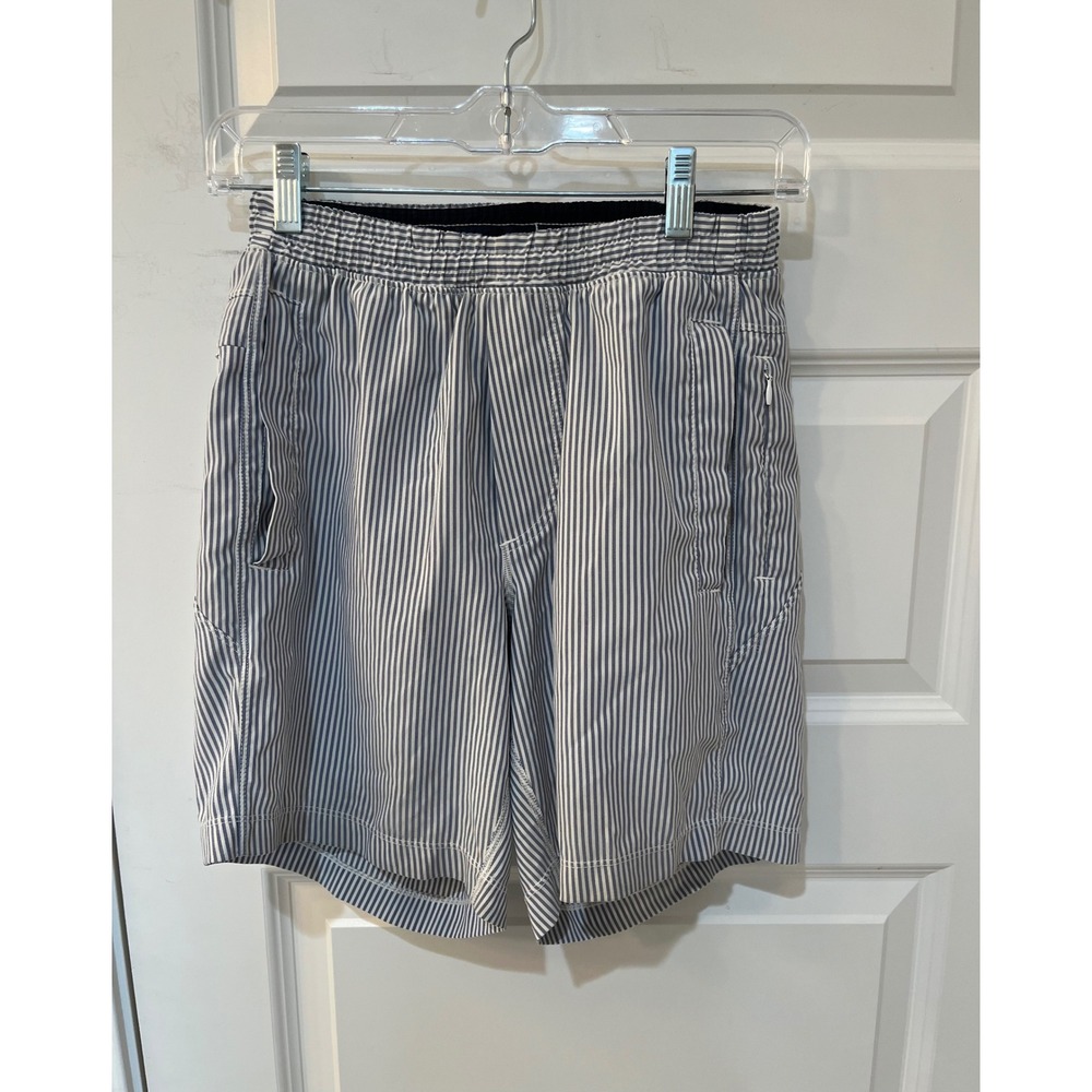 Birddogs Mens Classic Lined Gym Shorts Blue White Striped Seersucker Size Small